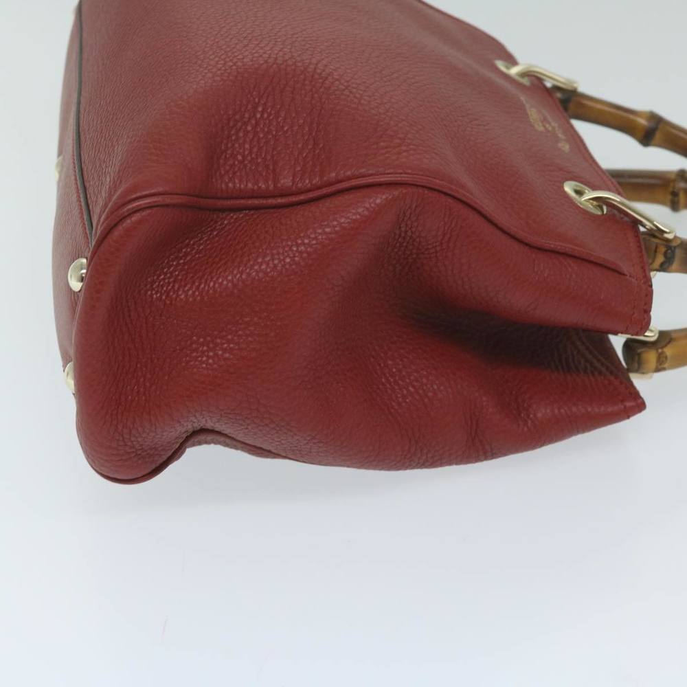 GUCCI Bamboo Hand Bag Leather Red 336032 Auth ep2891 - Picture 3 of 16